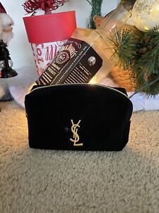 YSL Yves Saint Laurent Beaute Black Velvet Makeup Bag Pouch Cosmetic Bag