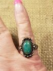 Vintage Sterling Silver Ring With Turquoise Size 8.25 Top Measures .76