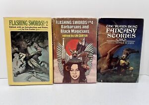 Flashing Swords #2, #4 Lin Carter, Frazetta, Fantasy Stories #13 - 3 HC Books