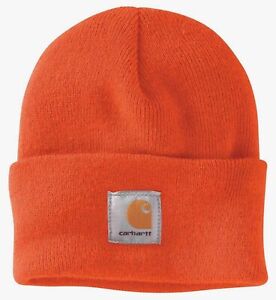 CARHARTT Orange/ CAMOUFLAGE Reversible SWIFTEN Fleece HUNTING BEANIE HAT Cap NEW