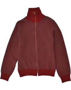 MALAGRIDA Mens Cardigan Sweater Medium Red Check Wool AW64