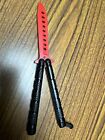 Butterfly Trainer Knife Practice Balisong Dull Training Tool Metal Black Red