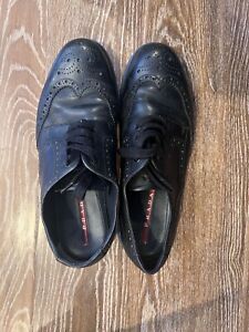 Prada Black Leather Casual Shoes For Men, Sz  10/US 11.5, Overall Good Condition