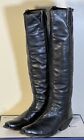 Custom Vintage 1960s Black Leather 21 Inch Tall Stovepipe Biker Cowboy Boots 12D