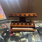 Custom made Wood Tobacco Pipe Stand Holder Holds 6 Pipes with drawer