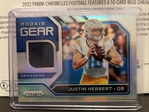2020 Panini Prizm Justin Herbert Silver Rookie Gear #19 San Diego Chargers