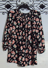 Massini Women's Top Size L Long Sleeve Multicolored Floral Round Neck Blouse