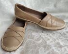 Clarks Womens 9.5W Dannelly Shine Sand Leather Comfort Slip On Shoes New WOB