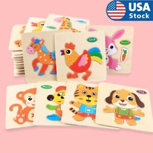 5 Set Wooden Jigsaw Educational Learning Puzzle Toys For Toddlers Kids Preschool