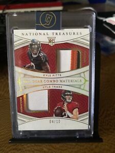 2021 National Treasures Kyle Pitts Kyle Trask RC Rookie Dual Patch 4/10