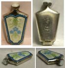 Antique Sterling Miniature  Guilloche Blue Enamel & Flowers Perfume Bottle