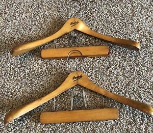Lot Of 2 Vintage Perfect Wooden Suit Hangers With Trouser Clamps