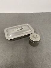 Lot Of 2 Vollrath Stainless Steel Medical Instrument Trays With Lids EG JD