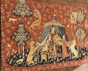 Vintage Renaissance,French Kingdon Scene Wall Hanging Tapestry Panel 39”~28”