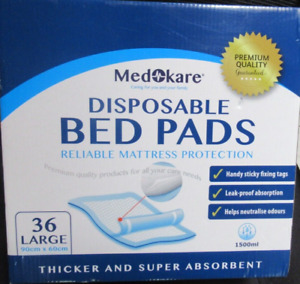36 LARGE MEDOKARE DISPOSABLE BED PADS MATTRESS PROTECTION