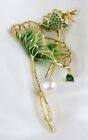 Plique A Jour Stained Glass Flower Teardrop Button Pearl Dragonfly Brooch Pin