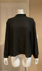NWT Eileen Fisher Black Long Sleeve 100% Silk High Mock Neck Boxy Top Sz L