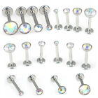 AB Crystal Push Pin Nose Ring Stud Earring Helix 18G 16G 2-4mm Rings Threadless