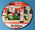 VINTAGE MOBIL MOBILGAS PORCELAIN GARGOYLE GAS OIL SERVICE STATION PUMP SIGN