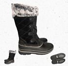 Khombu Ellie Black Suede Leather Faux Fur Winter Snow Boots Waterproof Sz 11