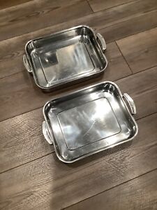 Two Vollrath Thick Heavy Stainless Pans Pan Casserole 11 X 9