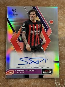 New Listing2022-23 Topps Finest UCL Sandro Tonali Refractor Auto Autograph #A-ST Milan