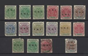 Transvaal 1900-1901 Selection of Overprints on Stockcard.
