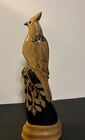 Vintage Carved Water Buffalo Horn Hand Carved Detailed Bird Sculpture Woodbase