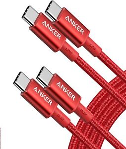 2x Anker 333 USB C to USB C Nylon Cable 6ft 100W USB 2.0 Fast Charge for MacBook