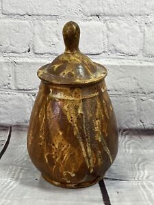 studio art pottery glazed decorative lidded jar signed and dated
