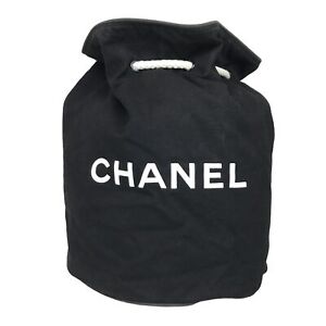 Chanel Bag Novelty Pool Bag Shoulder Bag Canvas black Authentic