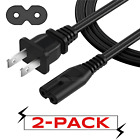 2-Pack AC Power Cord 2 Prong Cable 2-Slot Figure 8 for TV PS3 PS4 PS5 XBOX PC