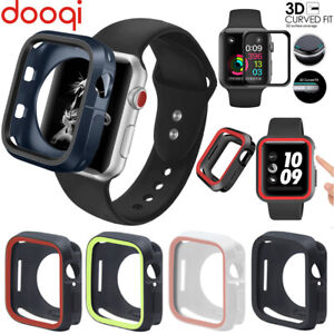 For Apple Watch Series 1 2 3 38mm 42mm TPU Bumper Case Cover+Tempered Glass