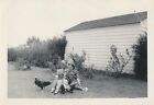 Snapshot Vintage Photo Family Military Man Woman Little Girl Dog WWII Era Cute