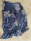 Sag Harbor Women’s Skirt Sz 16 A-line With Ruffle Hem Navy Blue Floral/Paisley