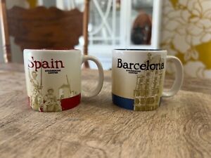 Starbucks Set of 2 Spain & Barcelona Espresso Cup Mug 3 oz  2015