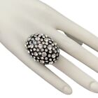 Vintage Chunky Lucite Ring Black Rhinestones Dome Cocktail Statement 5.5 Runway