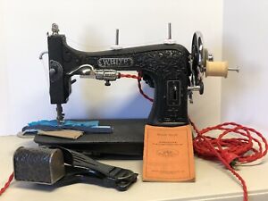 Rare Antique White Sewing Machine Professionally Rewired 9002 Works And Sews!!!