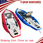 Fishing Inflatable Kayak w/ Foot Pedal,Oar PVC Water Bike Adjustable Seat Boat