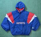 Vintage 90s New England Patriots Starter 1/4 Zip Pullover Puffer Jacket Size XL