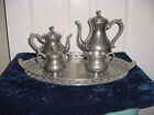 VINTAGE ROYAL HOLLAND 5 PC PEWTER COFFEE SET & PLATTER MADE IN HOLLAND
