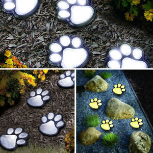 4X Solar Dog Animal Paw Print Light Garden Statue Lantern 3