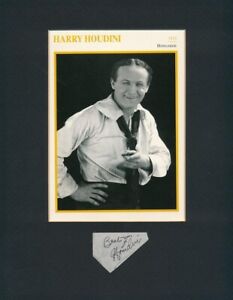 Harry Houdini-Vintage Clipped Signature on Presentation Piece