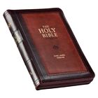 KJV King James Compact Bible Burgundy/Saddle Tan Pocket Size Zipper Closure