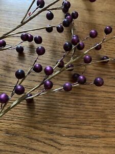 Brand New Holiday Burgundy Red Pip Berry Primitive Floral Stems Set Of 4 ❤️tw11j
