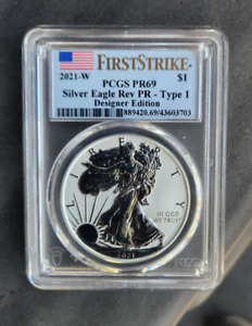 2021 w reverse proof silver eagle type 1 PCGS PR 69 first strike