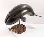 New ListingContemporary Modern Carved Wood Bowhead Whale Sculpture Signed 1987