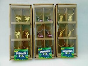 Lot of 3 Tropical Wine Glass Charms Bridal Shower Wedding Favors from Summer Sol
