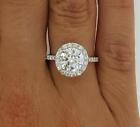 1.35 Ct Pave Halo Round Cut Diamond Engagement Ring VVS1 D White Gold 14k