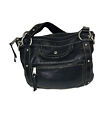 FOSSIL Long Live Vintage 1954 Purse Black Leather Snap Satchel Shoulder Bag